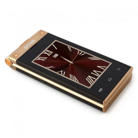 OTIUM W2014 Flip Phone Dual Touch Screen Android 4.2 MTK6572 GPS 3.0 Inch- Gold