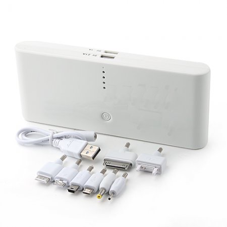30000mAh Dual-USB Power Bank for iPhone iPad Tablet PC White