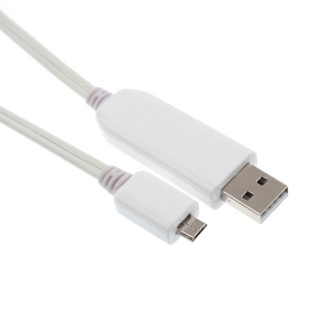 PowerChic White Micro USB Charge & Sync Cable with Blue Visible EL for MP3 MP4 Mobile Phones