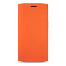 Original PU Leather Flip Cover Stand Case for Oneplus One Cellphone Orange