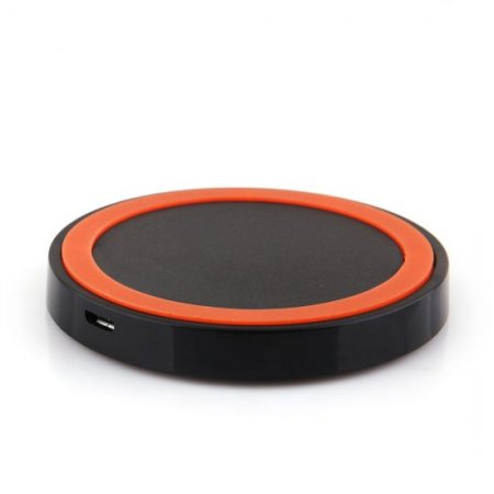 Q5 Portable Mini Wireless Charger Pad for Qi Compliant Devices Orange&Black