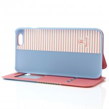 Leather Flip Cover Stand Case for iPhone 6 Blue ＆ Pink