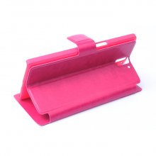 Leather Flip Cover Case Stand for Oneplus One Smartphone Pink