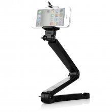 Multi-functional Portable Folding 2-in-1 Selfie Stick + Phone Mount Bracket Black
