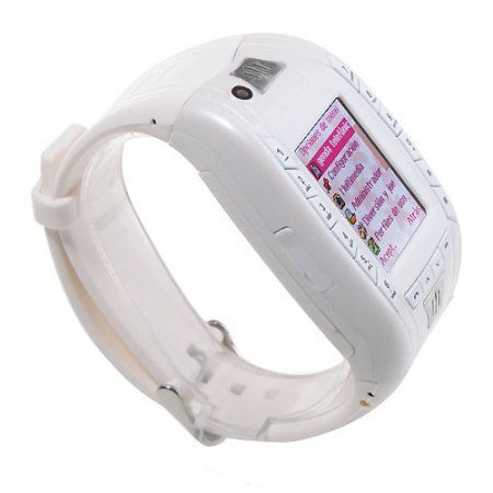 AK11 Watch Phone Single SIM Card Camera FM Bluetooth Ebook 1.2 Inch Touch Screen- White