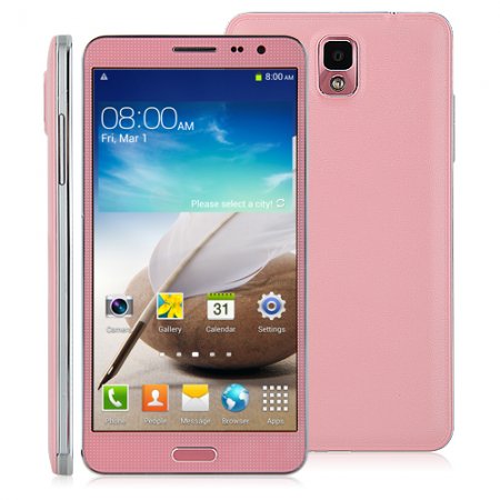 N3 Smartphone MTK6589 Quad Core Android 4.2 1GB 8GB 5.7 Inch IPS HD Screen- Pink