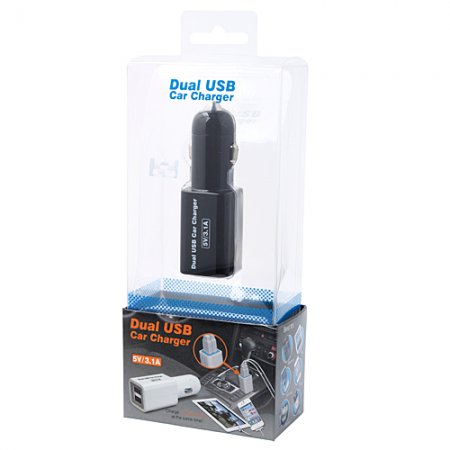 Dual USB Car Charger 5V/3.1A Charge 2 USB Devices at the Same Time 2 Colors Available