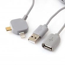 Multifunction OTG Data Change USB Charge Mutual Conductive Cable - Grey