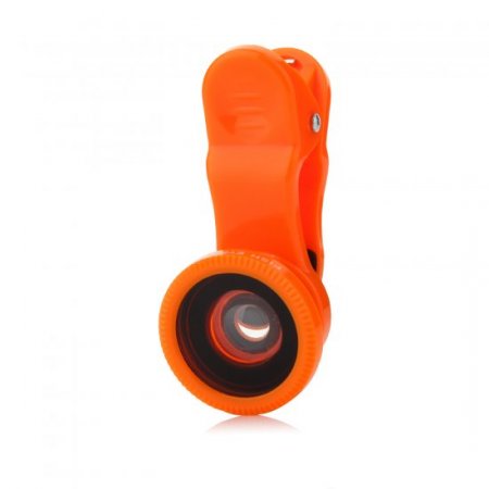 3-IN-1 Universal Wide-angle + Macro Lens + Fish Eye Photo Lens Orange