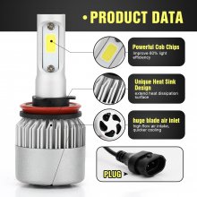 H11 LED Headlight Bulbs, 6500K 8000 Lumens Extremely Super Bright H8 H9 COB LED Chips Conversion Kit,Xenon White