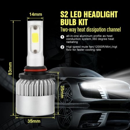 9005 LED Headlight Bulbs, 6500K 8000 Lumens Extremely Super Bright HB3 COB LED Chips Conversion Kit,Xenon White