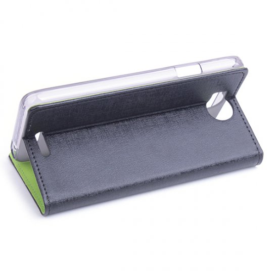 Leather Flip Contract Color Cover Case Protect Case Stand for InFocus M530 Black