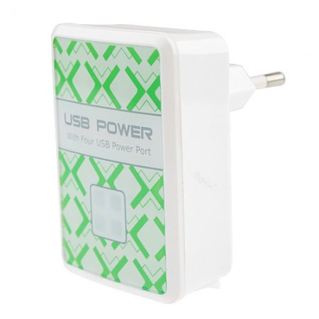 4 Ports USB to Ac Wall Adapter EU Charger for iPhone iPod Blackberry HTC