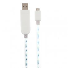 PowerChic White Micro USB Charge & Sync Cable with Blue Visible EL for MP3 MP4 Mobile Phones