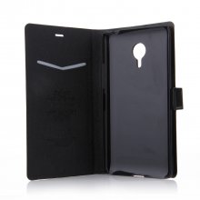 Fashion Leather Flip Cover Stand Case for MEIZU MX4 Pro Smartphone Black