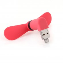 Portable 2in1 Micro 5Pin USB Fans for External Mobile Power Bank & Cellphone Rosy