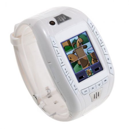 AK11 Watch Phone Single SIM Card Camera FM Bluetooth Ebook 1.2 Inch Touch Screen- White