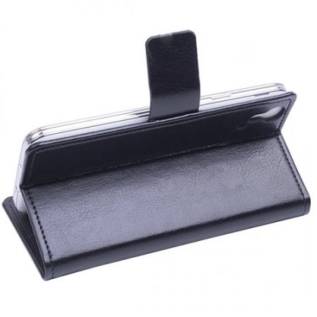 Leather Flip Cover Case Protect Case Stand for Cubot X9 Smartphone Black