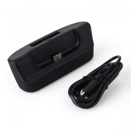 Practical 2-In-1 Dock Station Charger For Samsung Galaxy Note 3 Smartphone Black