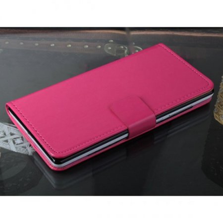 Fashion Leather Flip Case Cover for iNew V8 Smartphone Rosy