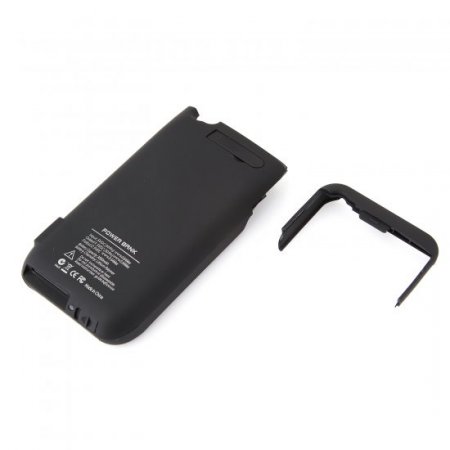 3000mAh Power Bank Back Case Phone Stand for iPhone 4 4S Black