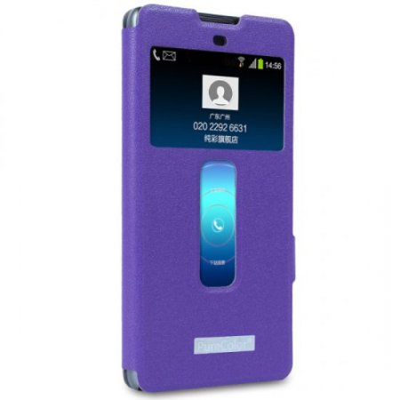S-view Flip Cover Case Stand for ZTE Nubia Z7 Max Smartphone Purple