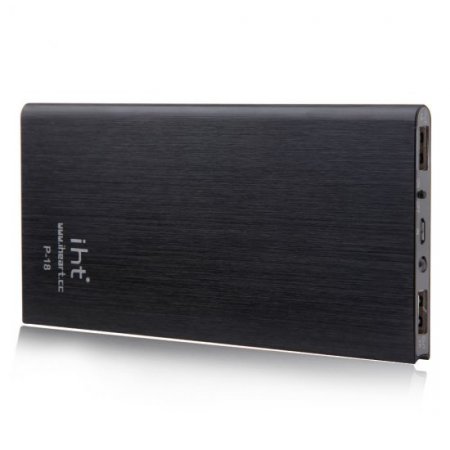 IHT P-18 18000mAh Dual USB Power Bank for iPhone iPad Smartphone - Black
