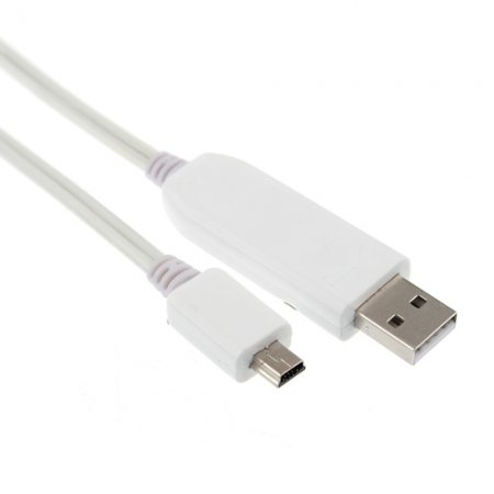 PowerChic White Mini USB Charge & Sync Cable with Blue Visible EL for MP3 MP4 Mobile Phones