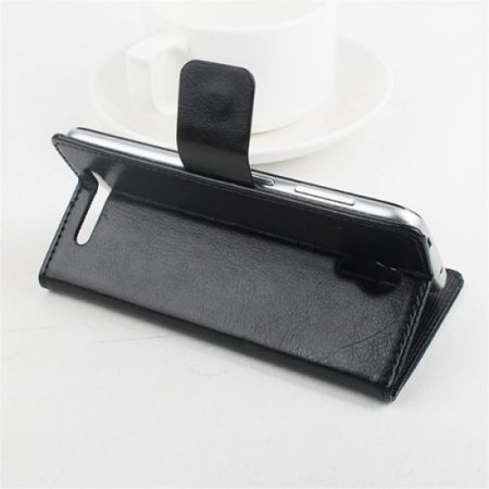 Leather Flip Cover Case Protective Case Stand for DOOGEE Y100 Pro Smartphone Black