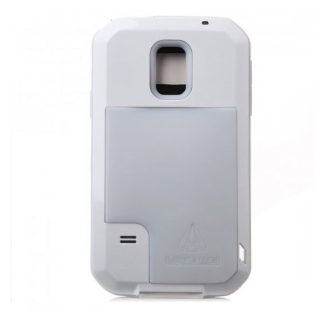 Love Mei Waterproof Shockproof Aluminum Case+Gorilla Glass for Samsung Galaxy S5 White
