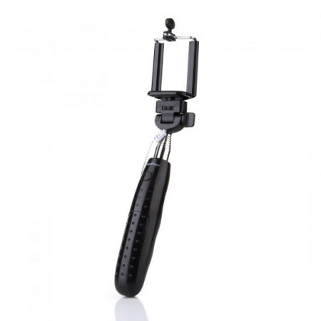 Portable Extendable Handheld Wired Monopod Selfie Stick with Built-in Shutter Black