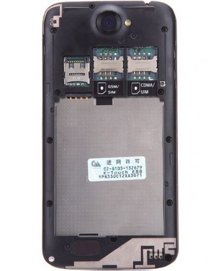 K-Touch E88 Smartphone Android 4.1 Qualcomm MSM8625 1.2GHz 5.0 Inch 3G GPS -Black