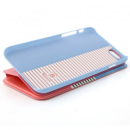 Leather Flip Cover Stand Case for iPhone 6 Blue ＆ Pink