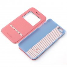Leather Flip Cover Stand Case for iPhone 6 Blue ＆ Pink