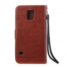 Fashion Multifunctional Pocket Style PU Leather Stand Case for Samsung Galaxy S5 Brown