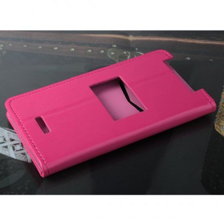 Fashion Leather Flip Case Cover for iNew V8 Smartphone Rosy