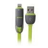 2 in 1 USB Cable Data Transmit and Charging Cable for iPhone & Android Green
