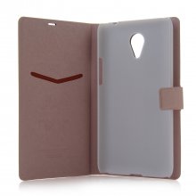 Fashion Leather Flip Cover Stand Case for MEIZU m1 note Smartphone Champagne