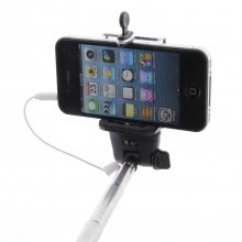 MOWTO Z07-5S Cable Take Pole Wired Monopod Selfie Stick + Cell Phone Clip Holder Blue