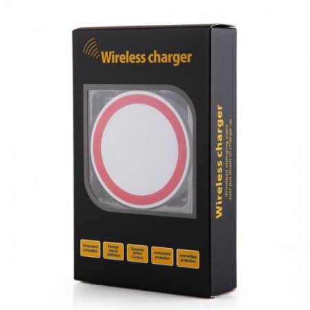 Q5 Portable Mini Wireless Charger Pad for Qi Compliant Devices Red&White