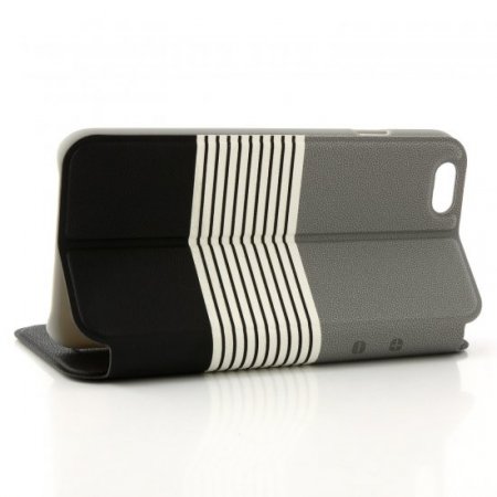 Leather Flip Cover Stand Case for iPhone 6 Black ＆ Gray