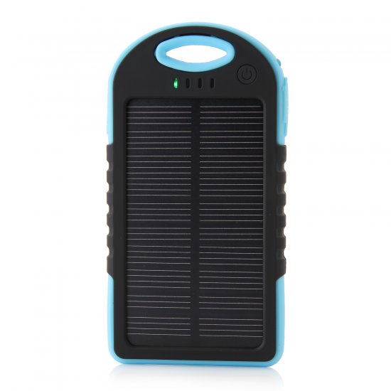 5000mAh Waterproof USB Solar Charger Power Bank Shakeproof Dust Proof Black&Blue