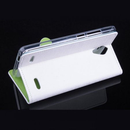 Leather Flip Cover Case Stand ZTE V5 MAX Smartphone White