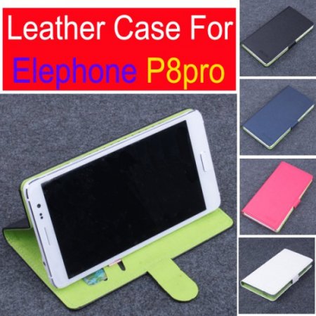 Leather Flip Cover Case Stand for Elephone P8 Pro Smartphone Rosy