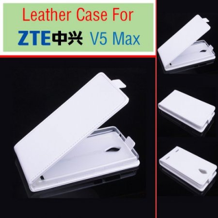 Leather Flip Cover Case Stand ZTE V5 MAX Smartphone White