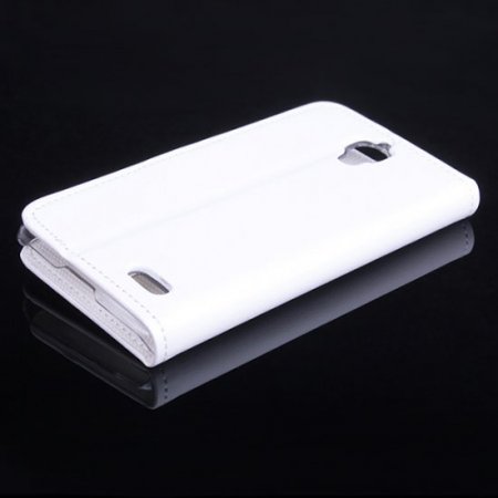 Leather Flip Cover Case Protect Case Stand for TCL S820 Smartphone White