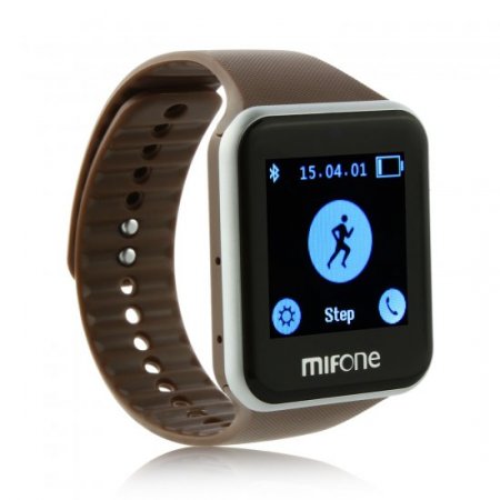 MIFone W15 2.5D Sapphire Glass Smart Bluetooth Watch 1.5" Screen TPSiV Safe Strap Brown