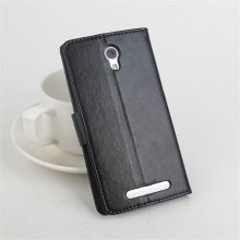 Leather Flip Cover Case Protective Case Stand for DOOGEE Y100 Pro Smartphone Black