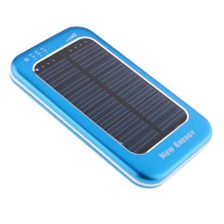 3500mAh Solar Charger Power Bank with 6 Connectors for iPhone Smart Phone- Blue