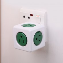PowerCube Original Power Strip Socket Wall Charger US Plug with 5 Outlets Green